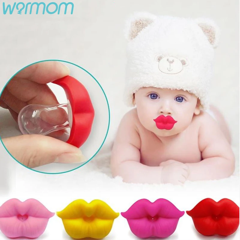 WARMOM-chupete de bebé con labios de beso rojo, silicona suave divertida de 0 a 3 años, Material no tóxico para el Cuidado Oral del bebé, nuevo, 1 unidad