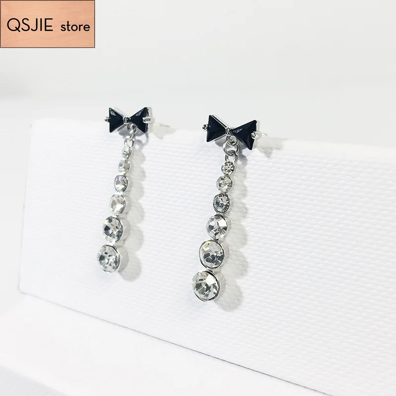 

High quality S925 Sterling silver. Zircon bow long fringed Earrings