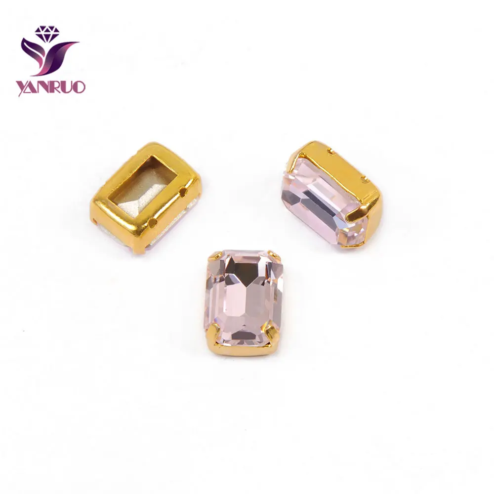 YANRUO 4610 Восьмиугольные Швейные Стразы Хрустальные стеклянные камни заостренные сзади пришитые стразы аппликации для платьев - Цвет: Light Rose