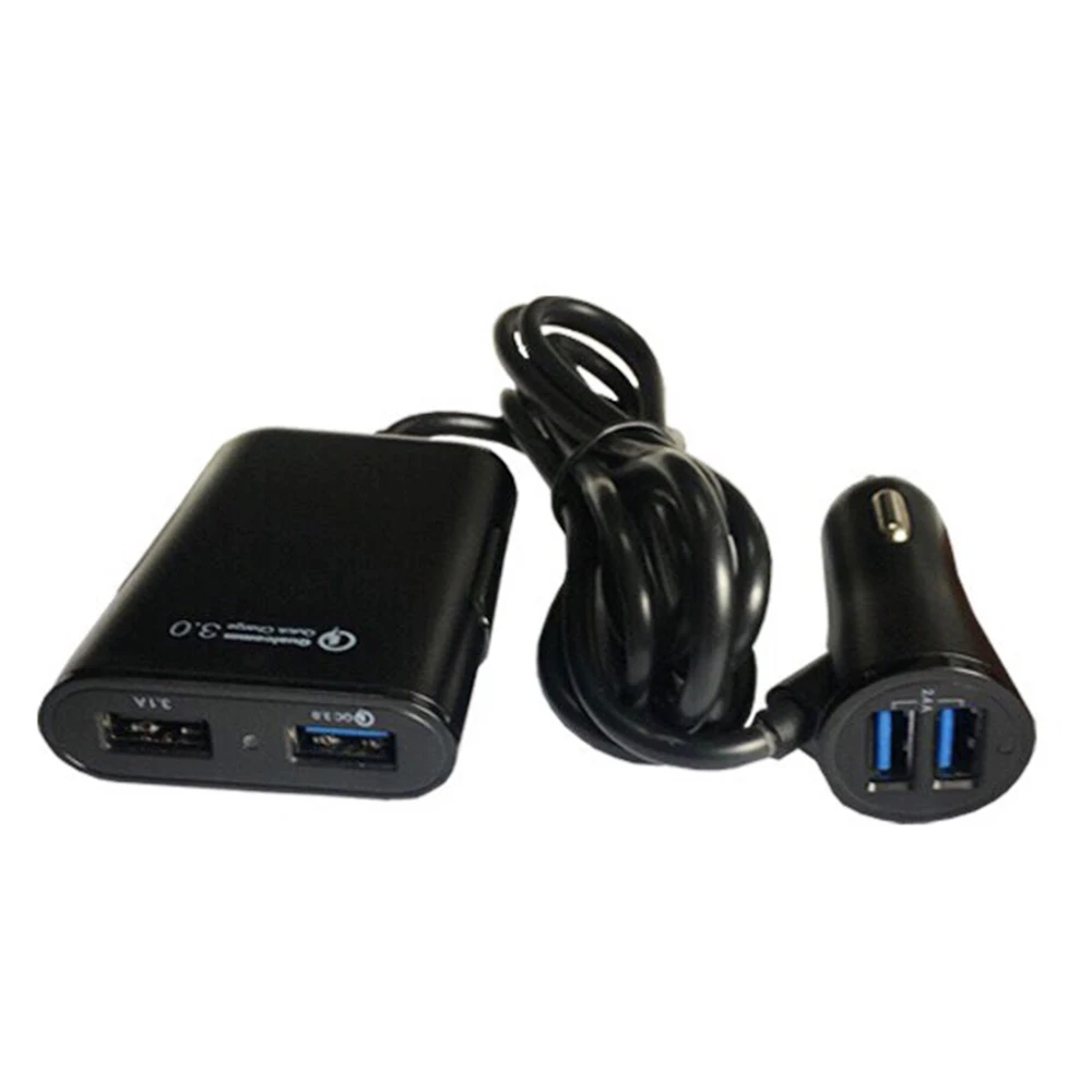 4 порта быстрая 3,0+ 2.4A+ 3.1A USB Автомобильное зарядное устройство Универсальный USB Быстрый адаптер с 5.6ft удлинитель Кабель для MPV автомобильный телефон