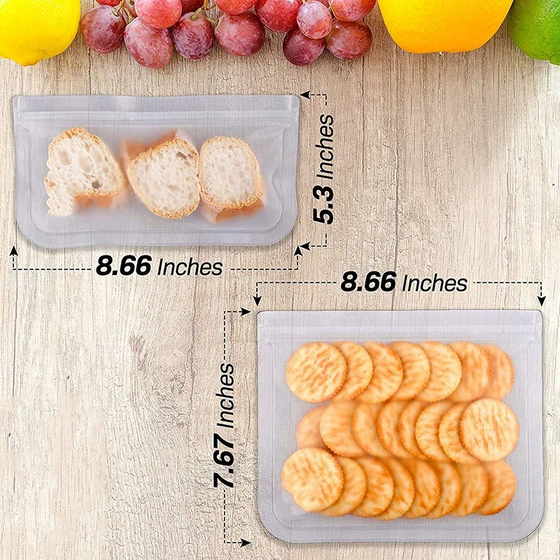 Горячие многоразовые мешки для сэндвича одобренные многоразовые Ziploc ланч-Мешок PEVA хранения для продуктов, еды и кухни организации-утечки