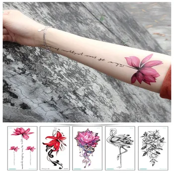 

Fashion Colorful Flowers Tattoo Women New Waterproof Temporary Black Tattoo Sticker Body Art