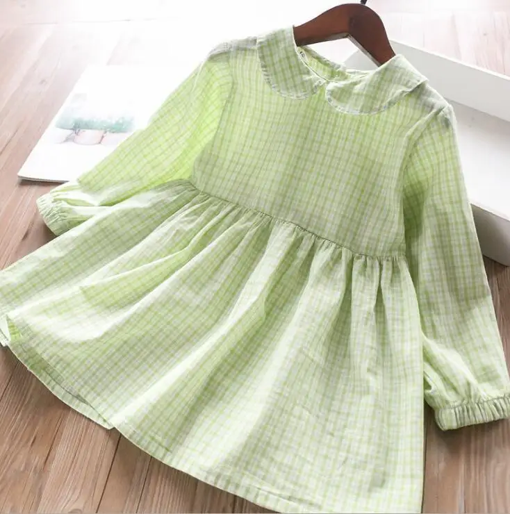 Новое платье в клетку для девочек модные весенние хлопковые платья для девочек 2-7 лет, HJ572
