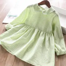 Новое платье в клетку для девочек модные весенние хлопковые платья для девочек 2-7 лет, HJ572