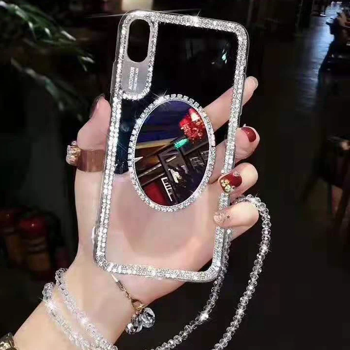 

Deluxe Shiny Diamond Mirror Phone Case for iPhone X XR XS MAX Case for iPhone 7 8 6S Plus Back Cover