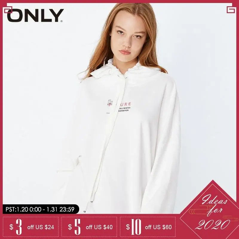 

ONLY winter Womens Mid-length Letter Print Hoodies|11939S567