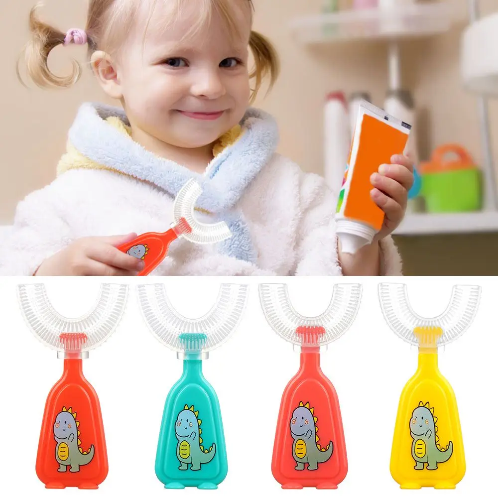 1 Pc Manual Children's U-shaped Toothbrush Silicone Baby Oral Cleaning All Dinosaur Pattern |
