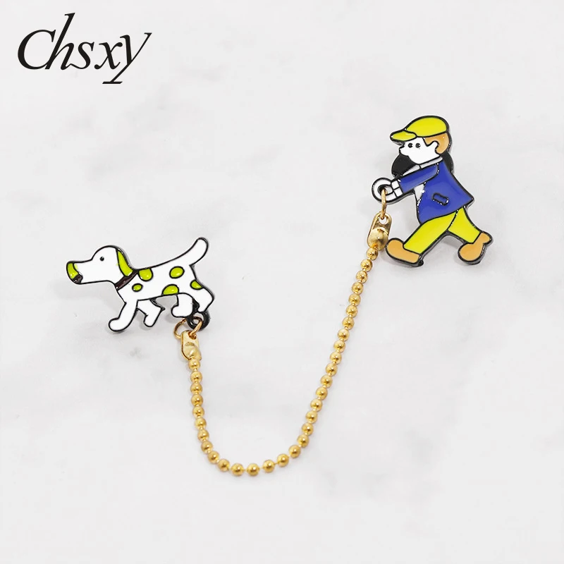 

CHSXY Cute Walking Dog Enamel Pin Fun Cartoon Tassel Pins Brooches On Cap Clothes Scarf Decorative Jewelry Best Gift for Friends