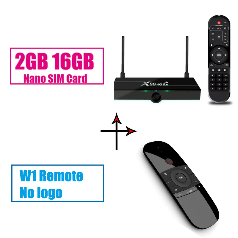 2G16GW1RemoteNologo X88 PRO 4GLte Android 9,0 TVBox поддержка 4G Nano SIM карты 4G полосы 4G Moduel 2usb-poort 2G16GB Rockchip Wifi 4K GooglePlayStore - Цвет: 2G16GW1RemoteNologo