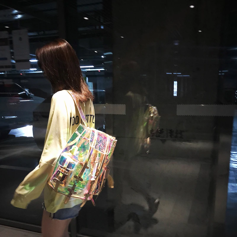 Роскошный красочный женский рюкзак, летняя женская сумка в богемном стиле, брендовая прозрачная Портативная Лазерная пляжная прозрачная посылка, модная
