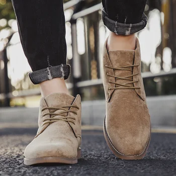 

Men boots fashion ankle boots Male Flock shoes chelsea boots men sneakers winter boots men Lace Up suede leather oxfords shoes