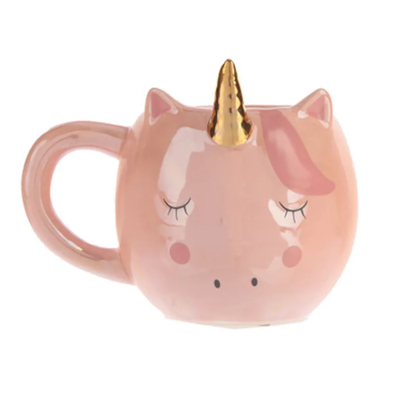 Pink Unicorn Новая кружка с единорогом, 300 мл, радужная лошадь, единорог, кружки, чашка с 3D единорогом, керамическая кофейная кружка, золото/медь, стерео, милые чашки с единорогом - Цвет: Pink Unicorn