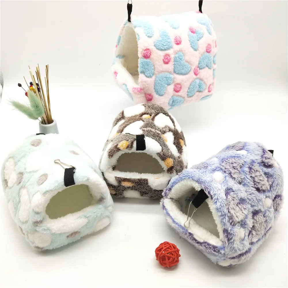Soft Small Animal Pets Cages,Winter Spring Hamster Guinea Pig Squirrel Keep Warm Nest Comfortable Sleepping Bed Hammock Tent L Coffee