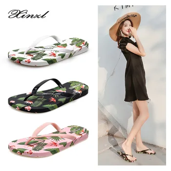 

2020 Flip-flops Women's Summer Outer Wear Slipper Students Flat Beach Slipper Anti-slip Flip-flop Printed Sandals Soft Bottom