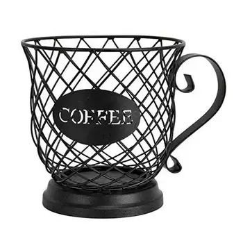 

Nordic Style Black Fruit Storage Basket Coffee Pod Holder Heavy-duty Steel Mug Storage Cup For Fruit Snacks Storage Organizer