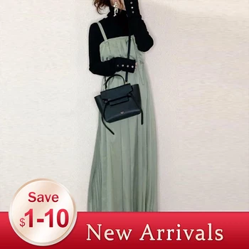 

Korean Plian Dress Women Strap Maxi Casual Strapless Elegant Office Ladies Green Boho Dresses Ankle-Length Pullover Long Robe