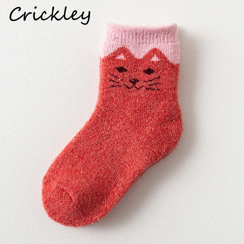 Детские носки зимние Утепленные флисовые Дышащие кораллового цвета с рисунком