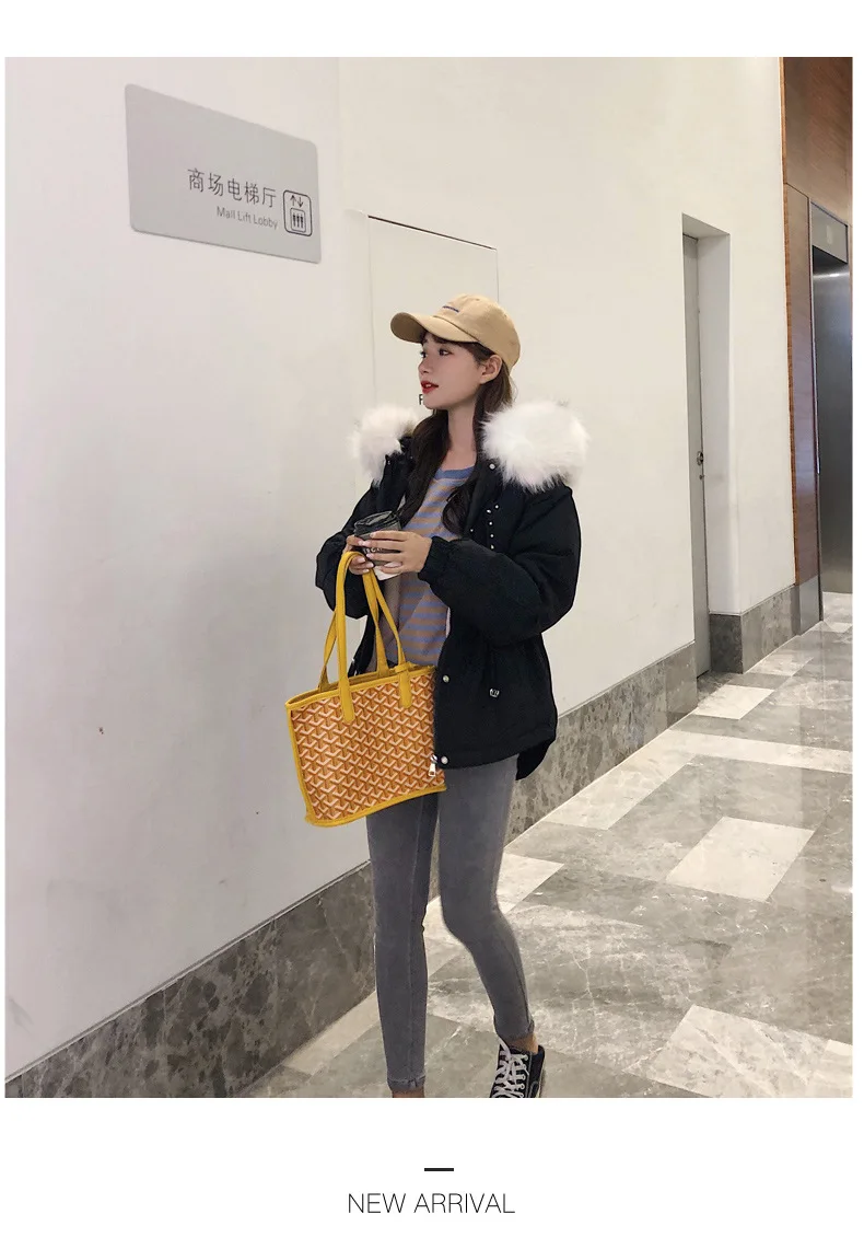 Fashion down Jacket Women's Short Shinhan NUS Fur Collar BF Workwear Coat Loose-Fit CHIC Parka Thick
