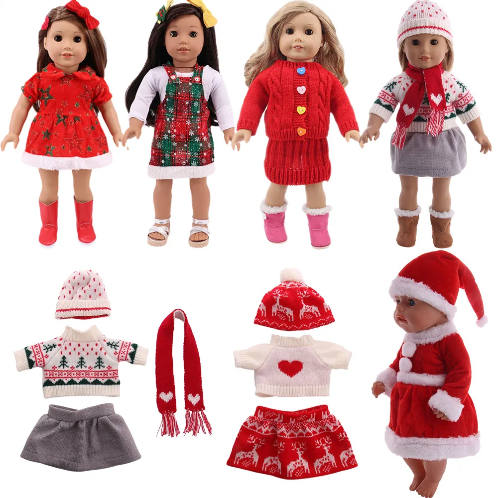 Doll Clothes Red Autumn And Winter Warm Suit For 18 Inch American Doll Girls & 43 Cm New Born Baby Item.Christmas Gifts For Girl