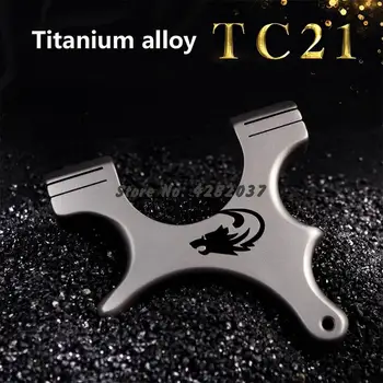 

Tc21 Titanium Alloy Slingshot Flat Rubber Band Slingshot Handmade Mini Portable High Precision Pocket Sling Shot Hunting Catapul