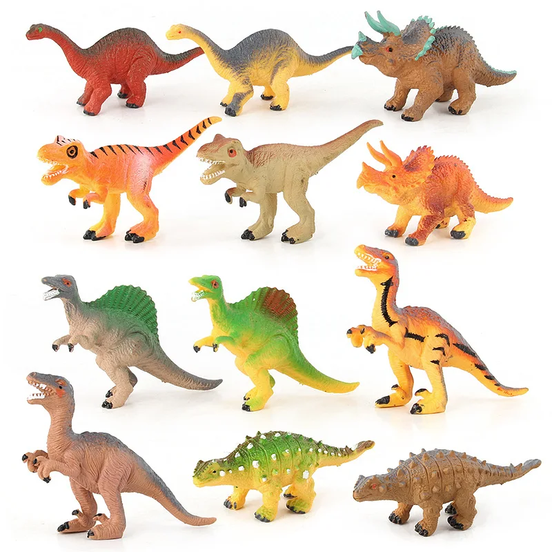 

12 Shuttlecocks in Each Box Solid Dinosaur Toy Set Mini Simulated Dinosaur Models Plastic Dinosaur Toy