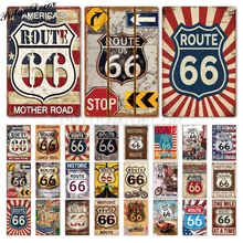 Route 66 Оловянная вывеска винтажная металлическая вывеска винтажный Ретро Декор стены гаража для бара паба клуба человек пещера АЗС