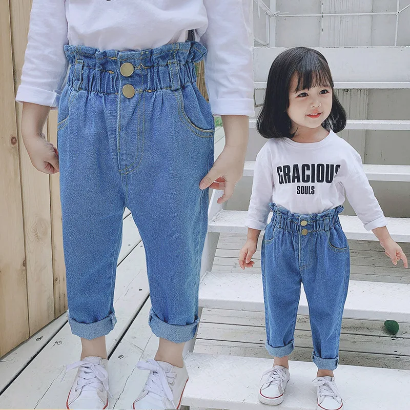 

2019 Autumn New Style 1-6-Year-Old Girls Sweet Cute Fashion Versatile Two-Button Jeans
