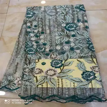 

Luxury African Lace Fabric High Quality French Organza Lace Fabric 2019 New Arrival Sequins Lace Fabrics For Wedding XX2311