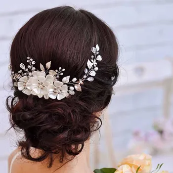 

FORSEVEN Vintage Gold Leaf Flowers Headband Women Hair Piece Wedding Hair Accessories Bride Tiaras Headpiece Hair Jewelry JL
