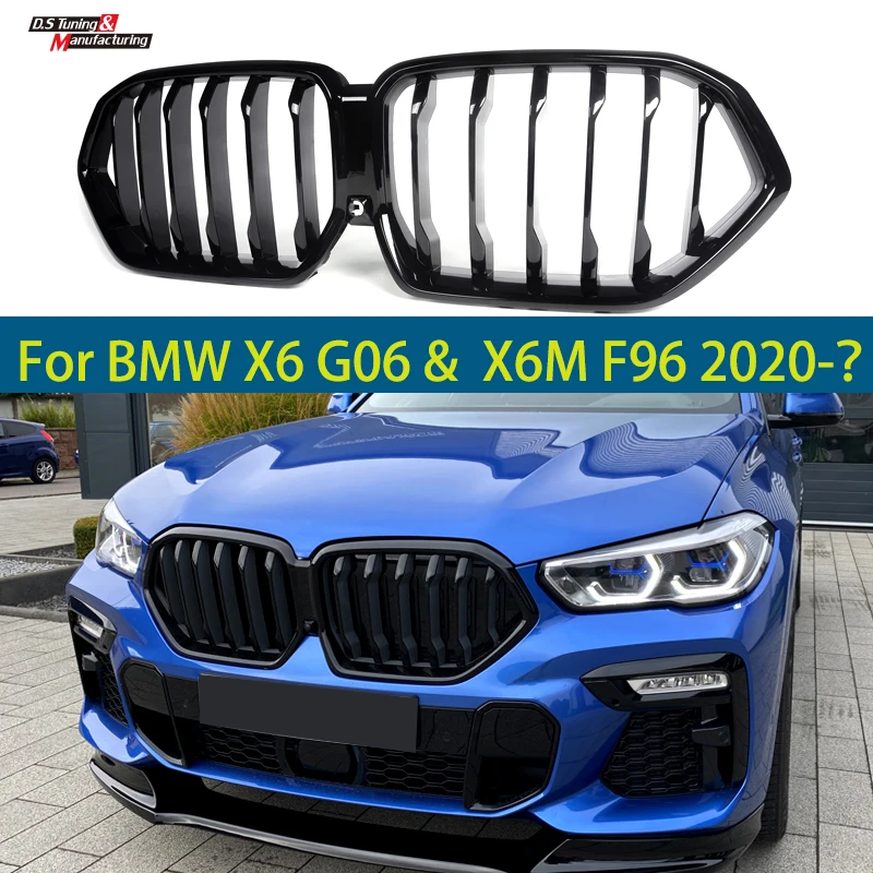Gloss Black ABS Front Hood Kidney Grill For BMW X6 X6M G06 F96 2020-？ 3-Box Suv Car Accessories Bumper Racing Grille Trim Decor |