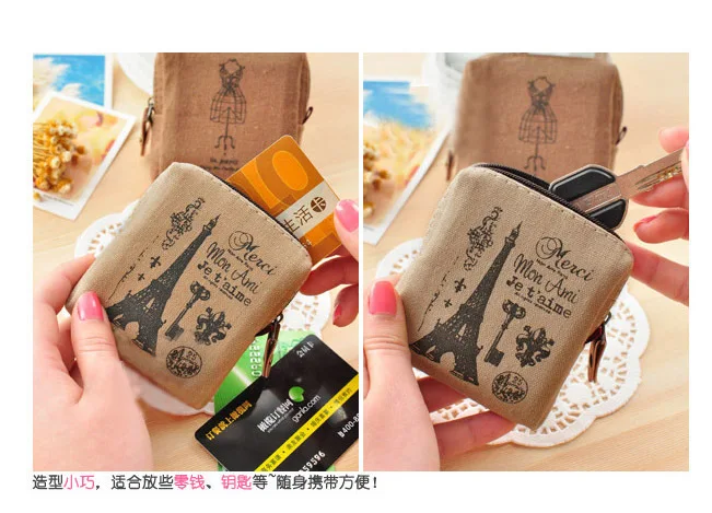 Customizable New Style Purse Korean-style Canvas Key Case Creative Cartoon Printed Mini Wallet Women's Manufacturers Direct Sell