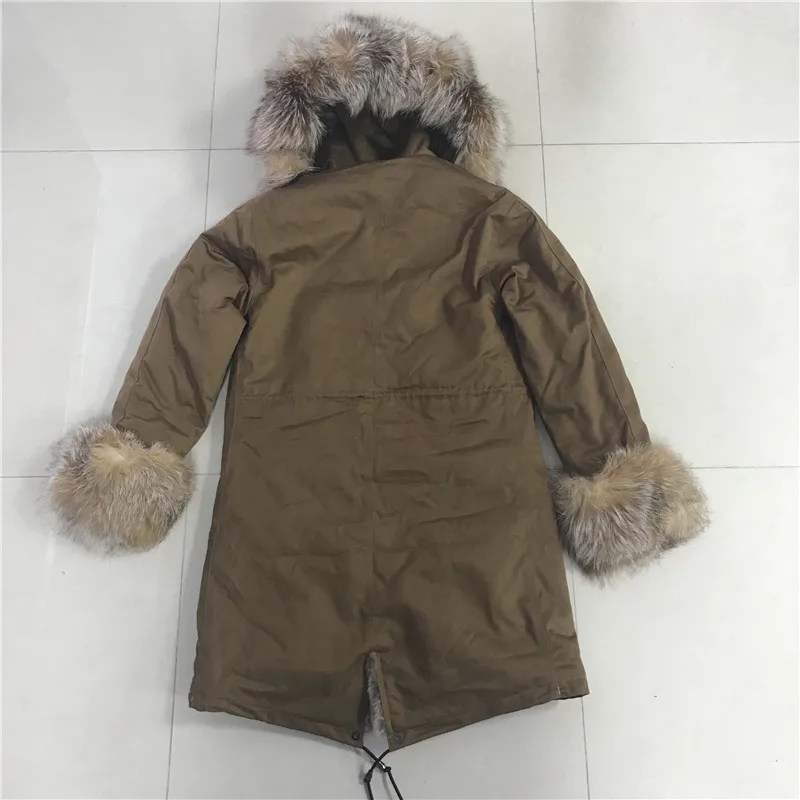 Большая Меховая парка зимняя Casacas Mujeres носит бренд Fox Fur Trim длинная эксклюзивная женская одежда цвета шампанского
