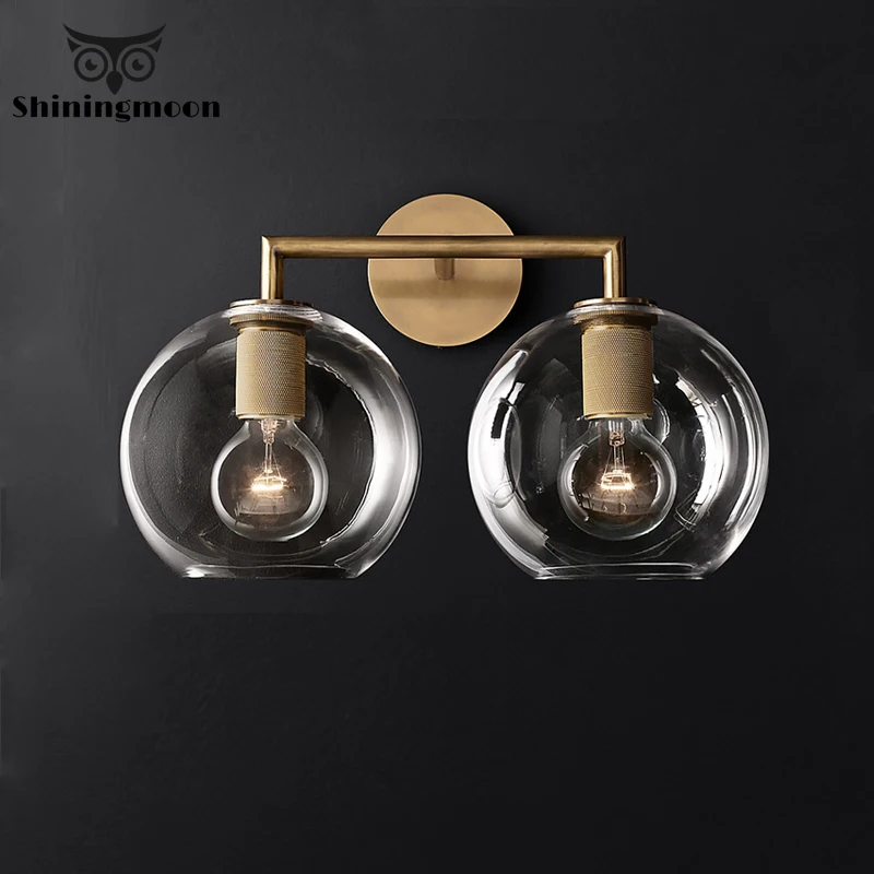 

Modern Industrial Wall Lamps Edison Bulb Glass Lampshade Wall Lights Bedroom Bedside Balcony Corridor Wall Sconce Light Fixtures