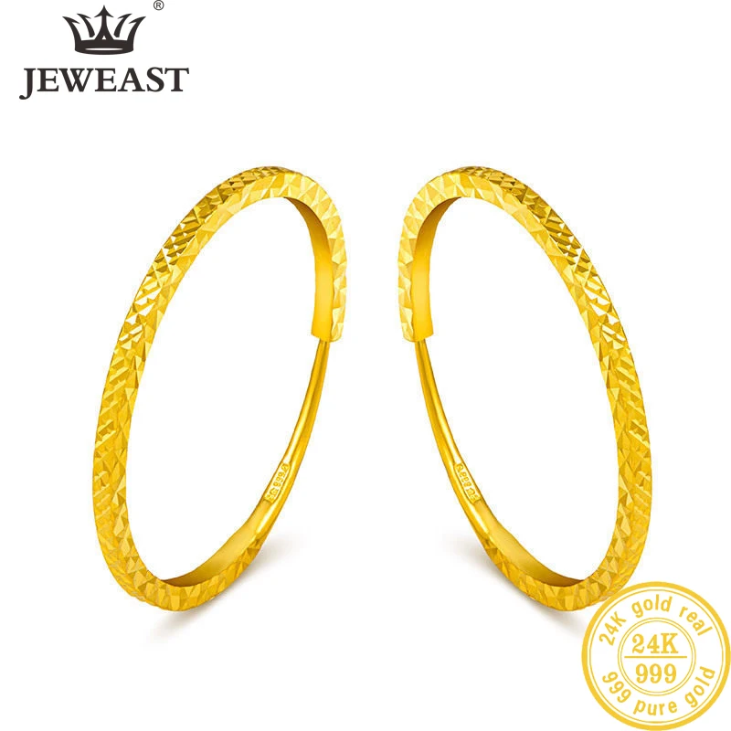 Сережки из чистого золота SFE 24K настоящее золото AU 999 солидные золотые серьги