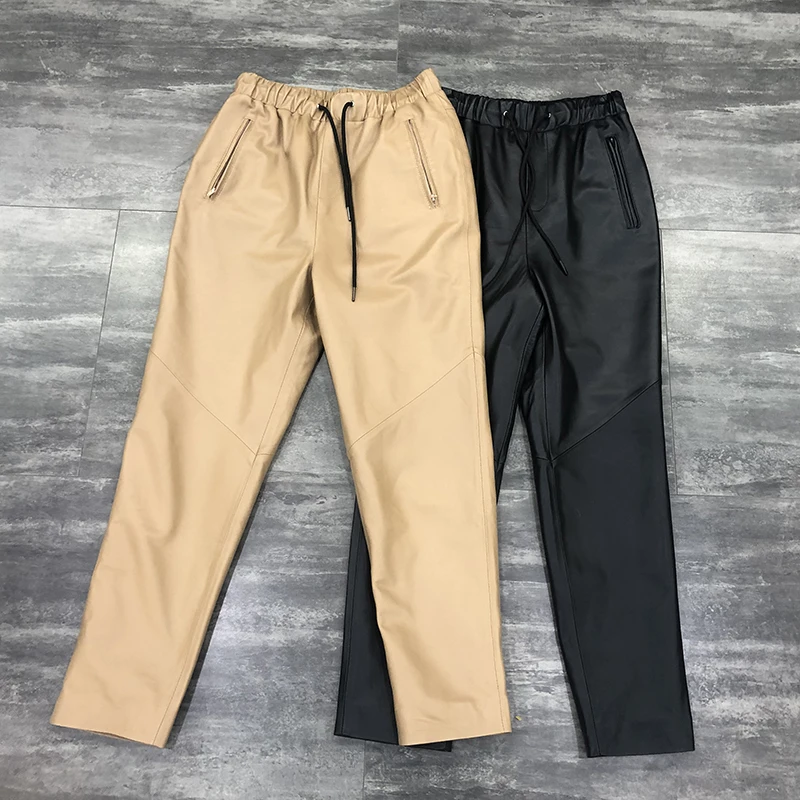 Real Leather harem pants women plus size high waist 2020 new fashion streetwear genuine sheepskin leather trousers women Real Leather harem pants women plus size high waist 2020 new fashion streetwear genuine sheepskin leather trousers women