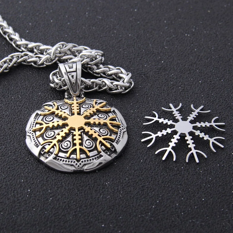 Yage stainless steel Viking Silver and Gold Rune pendant necklace viking scandinavian norse viking necklace Men gift