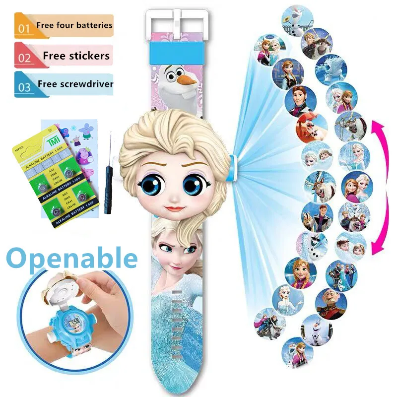 Super hero Aisha Ultraman Children's Watch Projection Cartoon Pattern Digital Children's Watch Boy Girl LED Display Clock Gift afbeelding
