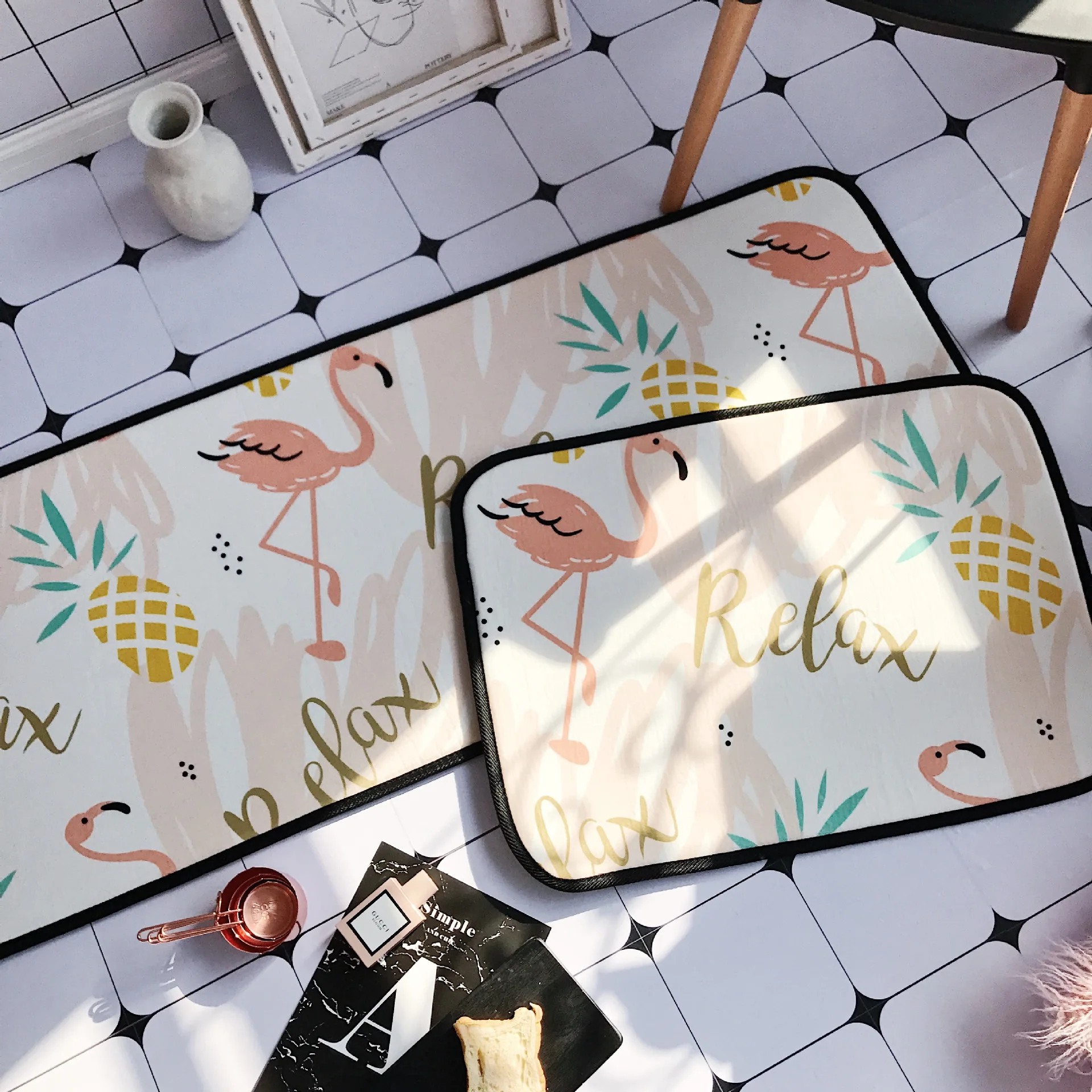 Новый милый коврик с фламинго нескользящий кухонный ковер для ванной гостиной