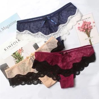 

Sexy Lace Briefs Low-Rise Thongs Hollow Underpants Ultra Thin Knickers Women Hipster Lingerie Lady Underwear Panties