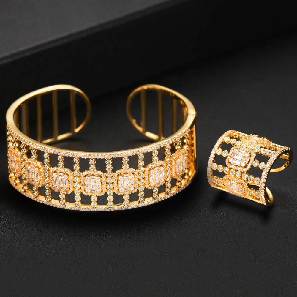 missvikki Luxury New Elegant Stacks Big Bangle For Women Wedding Baguette Arabia Bangle Bridal brincos para as mulheres Hot