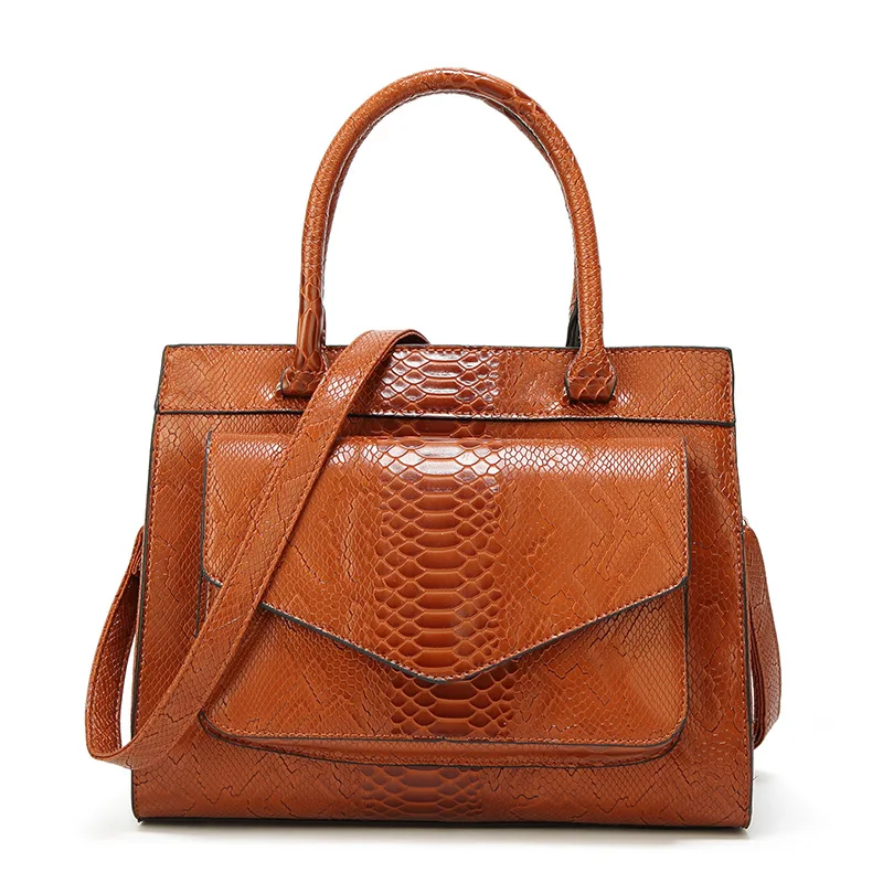 

Retro Fashion Elegant Hand Oil Wax Leather Serpentine Kelly Bag Versatile Shoulder Shoulder Large Bag WOMEN'S Bag