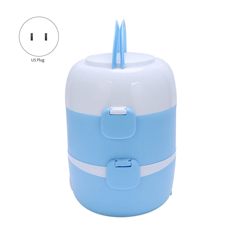 

2L Portable Lunch Box Mini Electric Rice Cooker Steamer Meal Thermal Heating Automatic Food Container Warmer Cooking Pot(US Plug