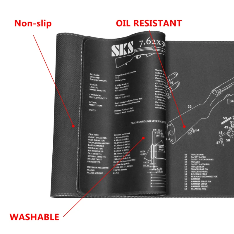 AR-10 MP5 1894 Gloc SKS пистолет для чистки резиновый коврик нескользящий чистящий коврик с схемой деталей и инструкциями оружейный коврик