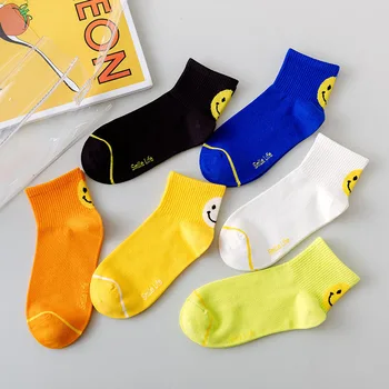 

Short Socks Happy Women Cotton Woman Sox Smiling Face Colorful Thin Sock Creative Ladies Spring Summer Trendy Lady Calcetines