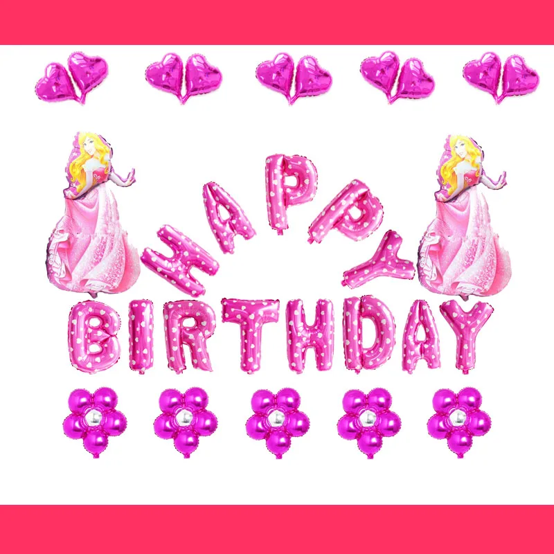 30pcs/lot)happy birthday balloons set pink color letters sofia princess foil balloons for sofia party balloons - Color: 30pc B3 set P22
