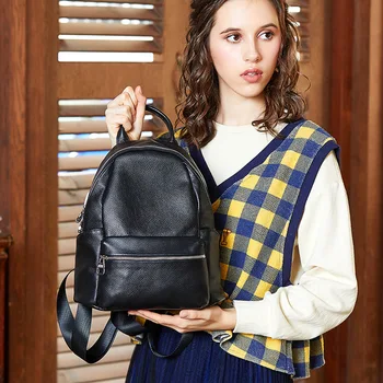 

Shoulder Bag new Hot Small Backpack Head Layer Leather Double-Shoulder Bag Korean Version Leather lady's Bag