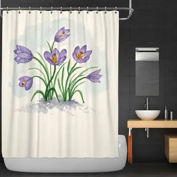 

Watercolor Greeting Card 8 March with snowdrops Shower Curtain,063418 for Bathroom,36''W x 72''H