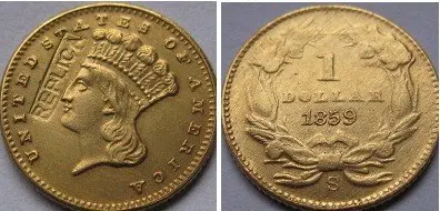Копии монеты $1 GOLD 1859-S бесплатная доставка | Дом и сад