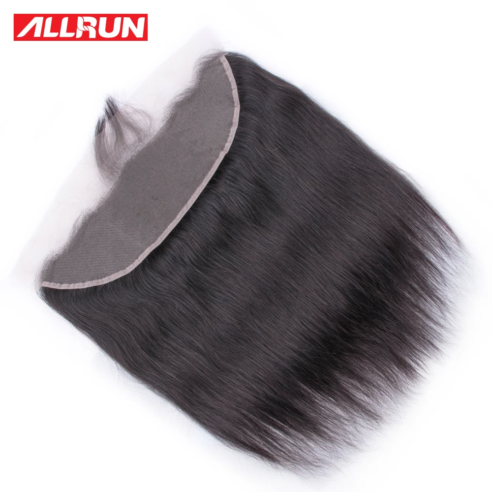 Allrun Brazilian Straight 13*4 Lace Frontal Closure With Baby Hair 100% Human Transparent Swiss Non Remy | Шиньоны и парики