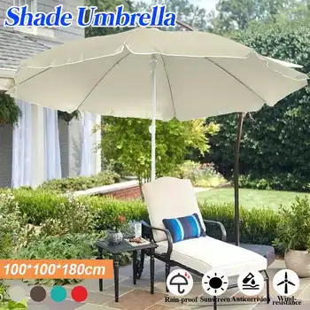 

1.8m 8 Ribs Steel Poles Beach Umbrella Adjustable Garden Patio Parasol Sunshade r Outdoor Garden Waterproof Banana Umbrella